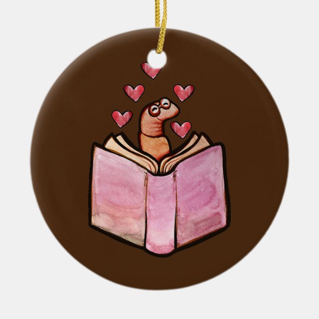 Bookworm Niedlich Bookish Leser Artwork Keramik Ornament (Vorne)