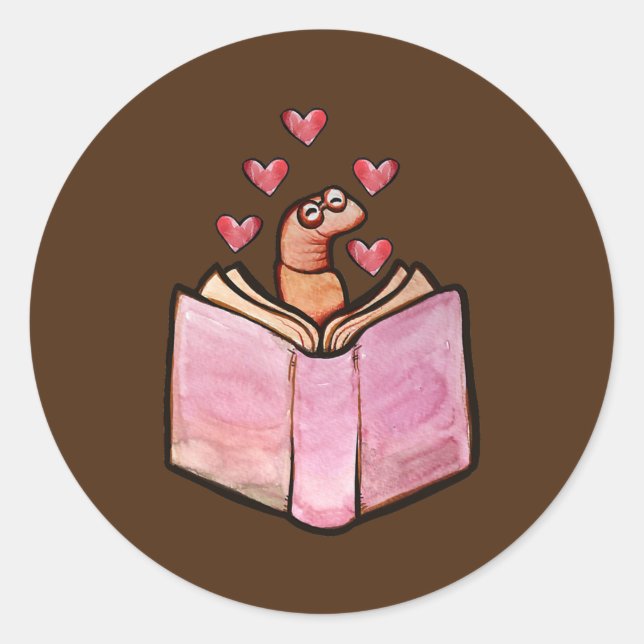 Bookworm Niedlich Bookish Leser Artwork Runder Aufkleber (Vorderseite)