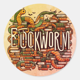 Bookworm - Niedliche Word Art Runder Aufkleber