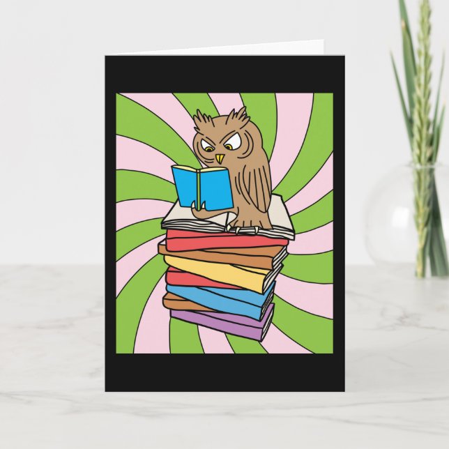 Bookworm Owl Library Buchworm Karte (Vorderseite)