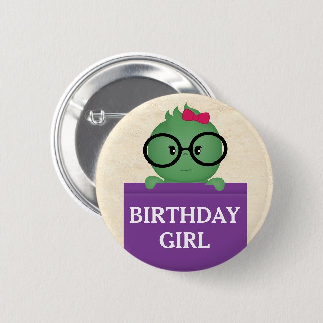 Bookworm Personalisiert Birthday Girl Button (Vorne & Hinten)