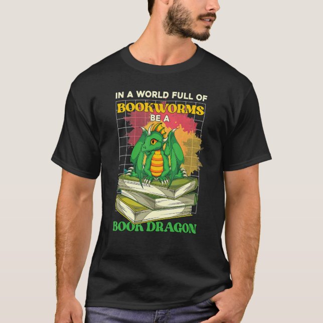 Bookworm Reading Book Librarian Book Dragon T-Shirt (Vorderseite)