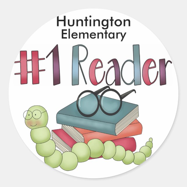 Bookworm Star Reader - SRF Runder Aufkleber (Vorderseite)