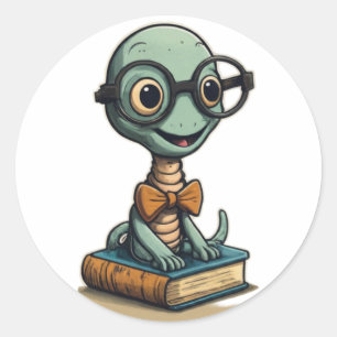 Bookworm-Sticker - Runddesign Runder Aufkleber