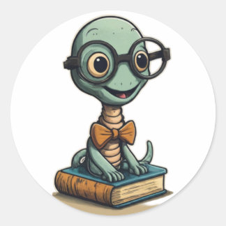 Bookworm-Sticker - Runddesign Runder Aufkleber