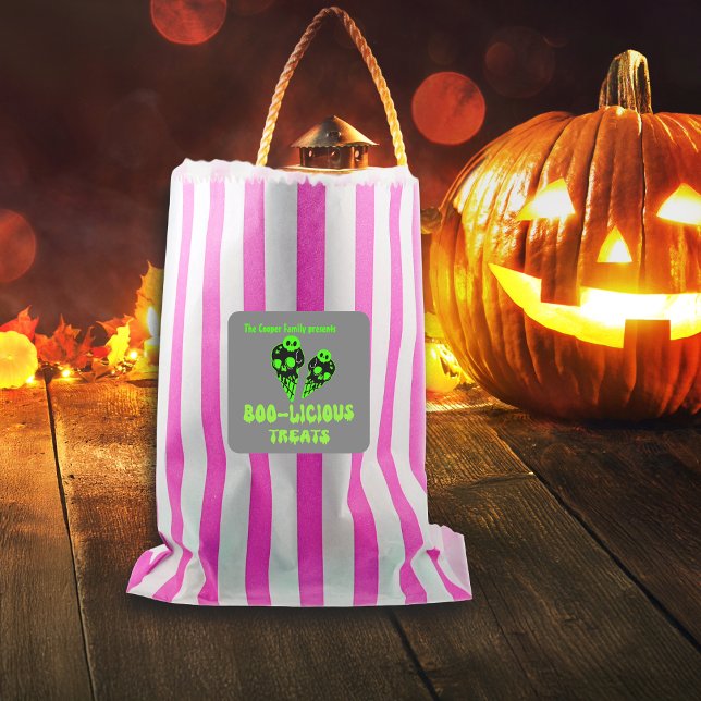 Boolicious Halloween Leckereien Labels Individuell Quadratischer Aufkleber (Von Creator hochgeladen)