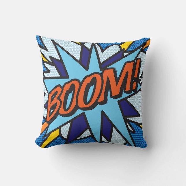 BOOM BANG Fun Retro Comic Buch Pop Kunst Kissen (Vorderseite)