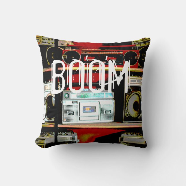 Boom Box Boombox Retro 1980er 80er farbenfroh Vint Kissen (Vorderseite)