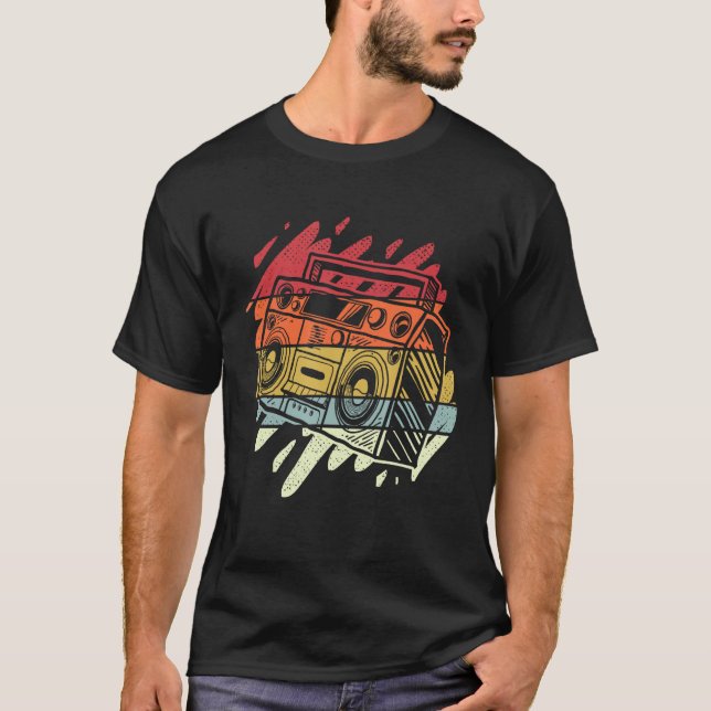 Boom Box Getto Blaster Radio Retro 80er Jahre Ange T-Shirt (Vorderseite)