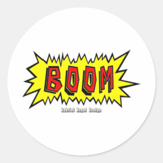 Boom Cartoon Blurb Runder Aufkleber