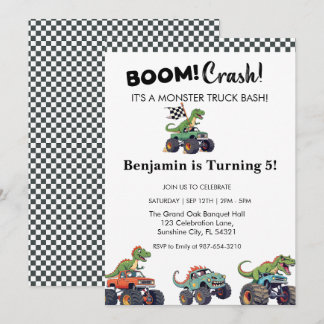Boom Crash, Monster Truck Geburtstag Einladung
