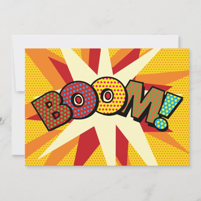 BOOM Deine Message Speech Bubble Fun Retro Ankündigung (Vorderseite)