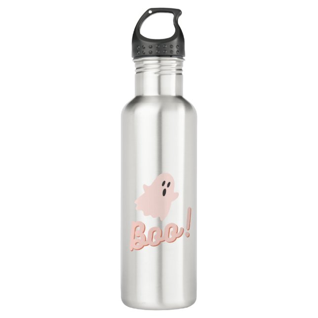 Boom-Geist-Rosa-Halloween Edelstahlflasche (Vorderseite)