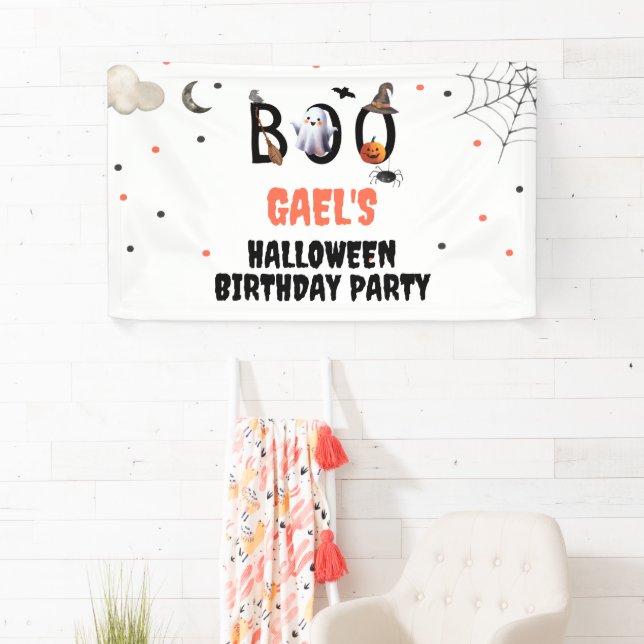 Boom Ghost Halloween fête d'anniversaire bannière  (En situation)