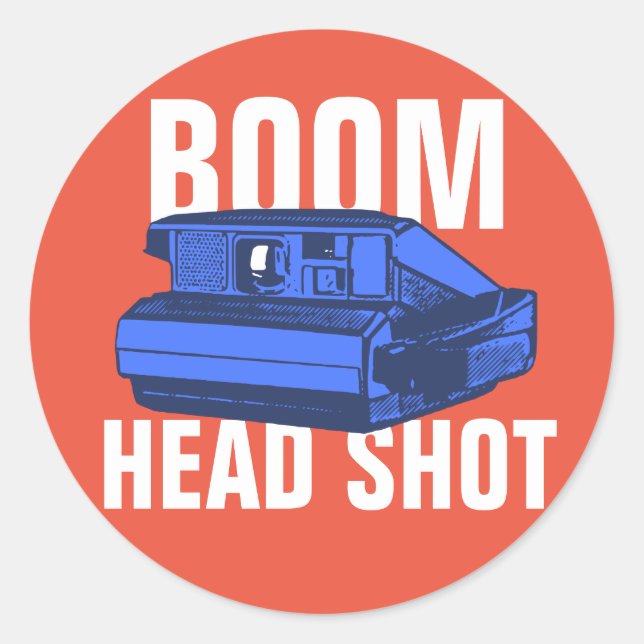 Boom Head Shot Runder Aufkleber (Vorderseite)