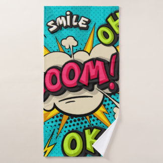 Boom Pop Art Cloud Bubble. Smile, wow, pow, cool, Badehandtuch