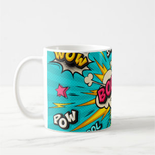 Boom-Pop-Art-Wolke-Blase. Lächeln, wow, pow, cool, Kaffeetasse