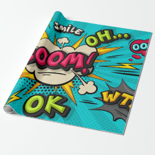 Boom-Pop-Art-Wolke-Sprechblase. Lächeln, wow, pow, Geschenkpapier