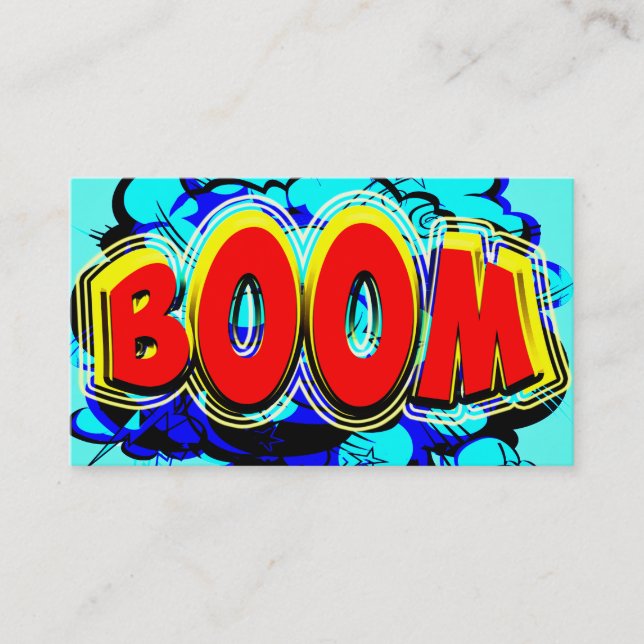 Boom Red and Yellow Comic Book Action Buble Visitenkarte (Vorderseite)