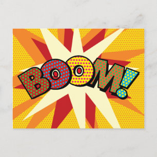BOOM Retro-Comic-Book-Pop-Art macht Spaß Ankündigungspostkarte