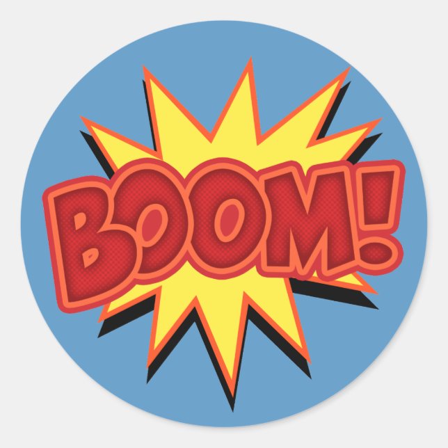 Boom! Runder Aufkleber (Vorderseite)