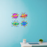 Boom Splash Slam Smash, Lila Gelber Pop Art 24" Wandaufkleber<br><div class="desc">Vier große Pop-Art-Decals - - Ändern Sie die Größe dieser Decals, indem Sie die Decal-Blatt-Größe ändern - 4 Größen - von 12" x 12" bis 36" x 36" - Diese sind auf einem transparenten Hintergrund gedruckt, aber Sie können in einen halbtransparenten oder vollständig weißen Hintergrund wechseln - Wählen Sie im...</div>