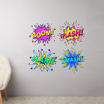 Boom Splash Slam Smash, Lila gelber Pop Art 50" Wandaufkleber<br><div class="desc">Vier große Pop-Art-Decals - - Ändern Sie die Größe dieser Decals, indem Sie die Decal-Blatt-Größe ändern - 4 Größen - von 12" x 12" bis 36" x 36" - Diese sind auf einem transparenten Hintergrund gedruckt, aber Sie können in einen halbtransparenten oder vollständig weißen Hintergrund wechseln - Wählen Sie im...</div>