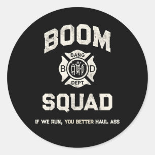 Boom Squad Feuerwerk Technischer Feuerwehrmann Ban Runder Aufkleber