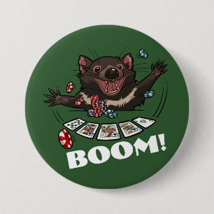 Boom! Tasmanian Devil Royal Flush Poker Cartoon Button
