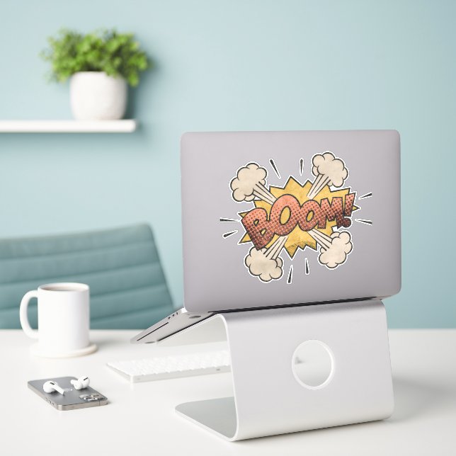 BOOM! Vintages Comic Buch Steampunk Pop Kunst Aufkleber (Laptop auf Schreibtisch)