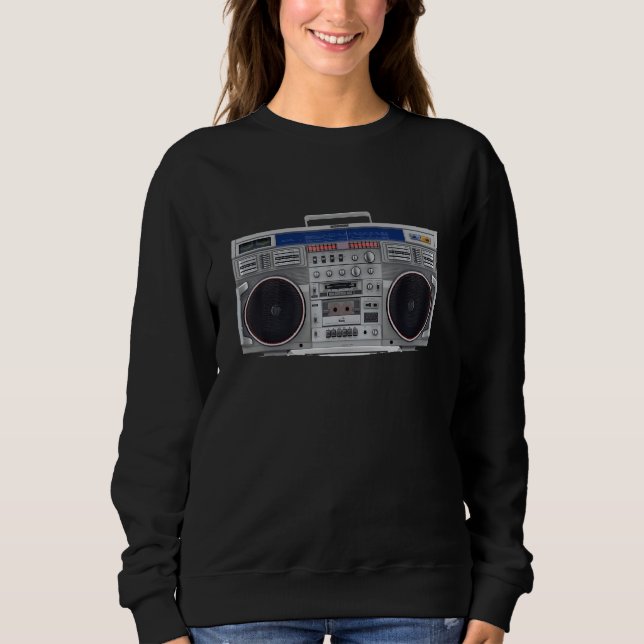 Boombox 80er 90s Retro Music Hip Hop Rap mit Bass Sweatshirt (Vorderseite)