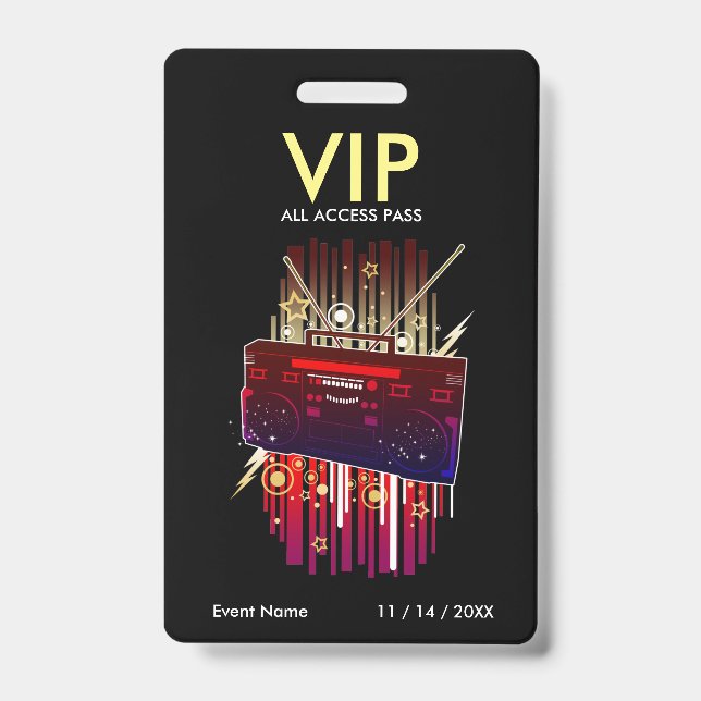 Boombox Blast VIP Access Pass Ausweis (Vorderseite)