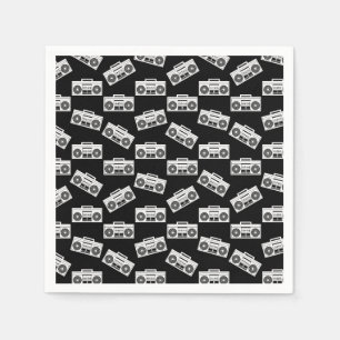 Boombox Druckkunst Muster Boomboxen Schwarz Serviette