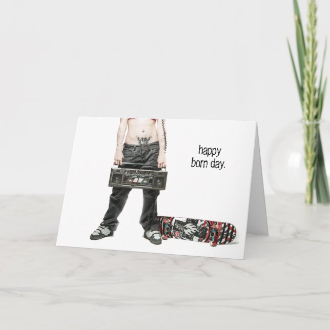 Boombox Geburtstag der weiblichen Skateboarder Karte (Vorderseite)