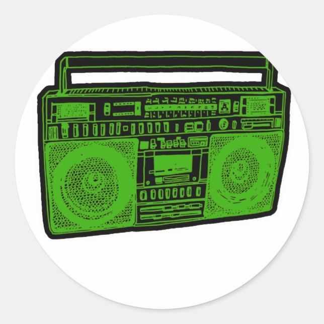 Boombox-Getto-Blaster Runder Aufkleber (Vorderseite)