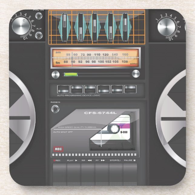 Boombox Ghetto Blaster Untersetzer (Vorderseite)