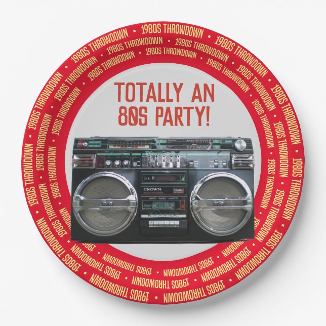 Boombox-Party der 80er Jahre Pappteller (Vorderseite)