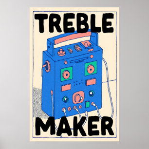 Boombox Retro-Plakat Höhenmacher Musik-Wandkunst Poster