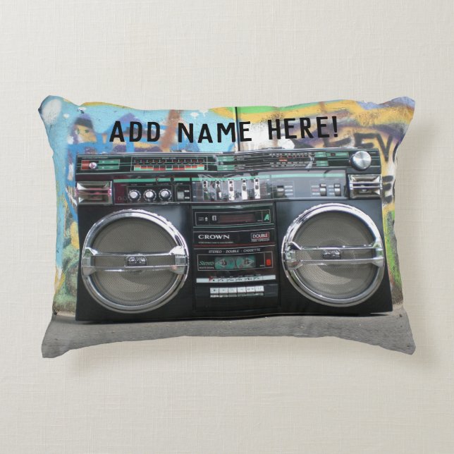 Boombox Stereo Cassette 80er Jahre Bearbeitungsnam Dekokissen (Vorderseite)