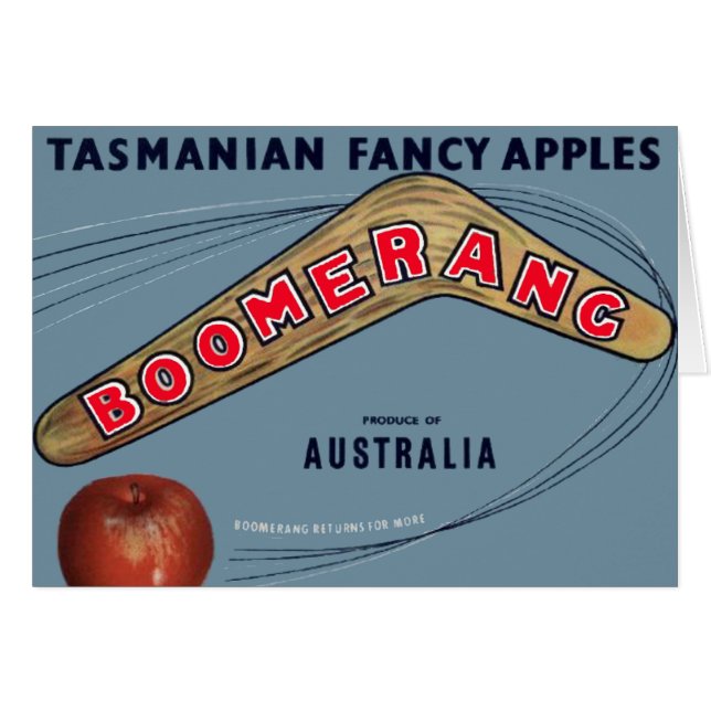 Boomerang Äpfel - Vintages Fruchtkäseletikett (Vorderseite (Horizontal))