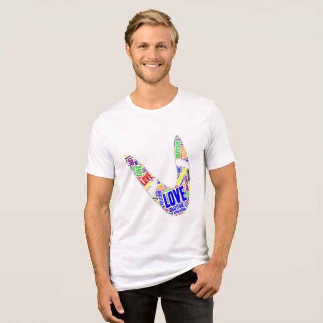 Boomerang Basic Liebe Dankbarkeit Anerkennung Tri-Blend Shirt (Vorderseite voll)