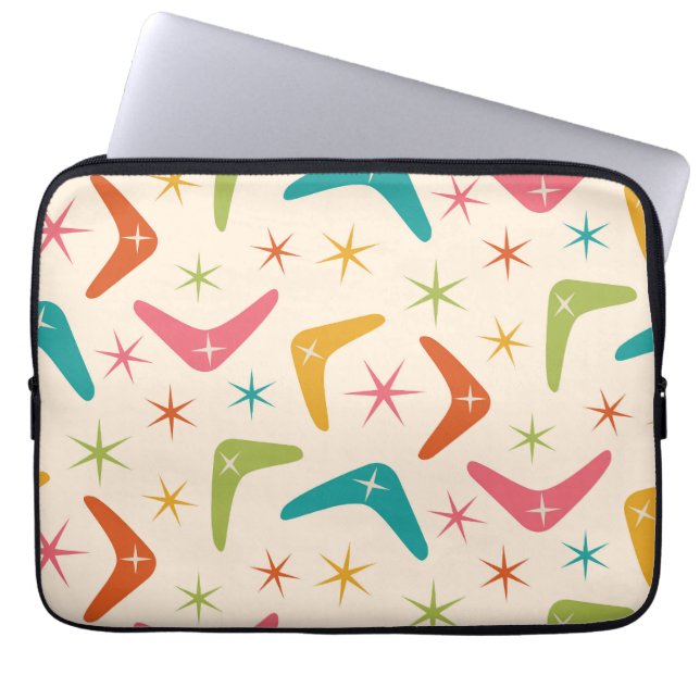 Boomerang Mitte des Jahrhunderts mit Retro-Sternex Laptopschutzhülle (Vorderseite)