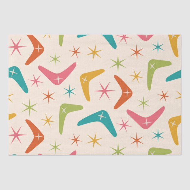 Boomerang Mitte des Jahrhunderts mit Retro-Sternex Seidenpapier (Vorderseite)
