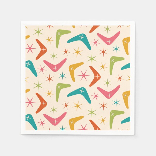 Boomerang Mitte des Jahrhunderts mit Retro-Sternex Serviette (Vorderseite)