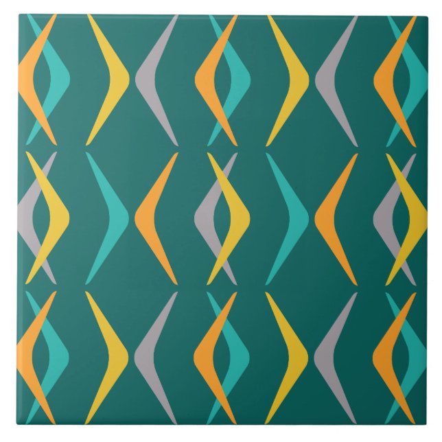 Boomerangs Aquamarin Fliese (Vorderseite)