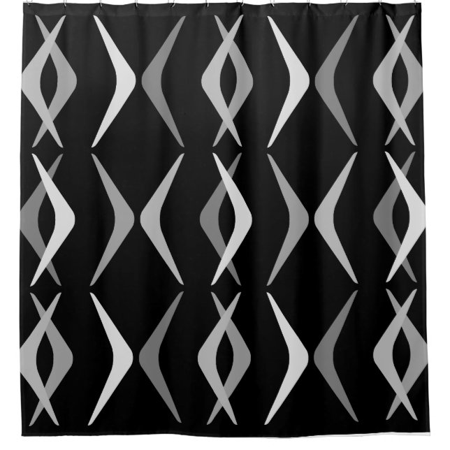 Boomerangs Black Gray Duschvorhang (Vorderseite)