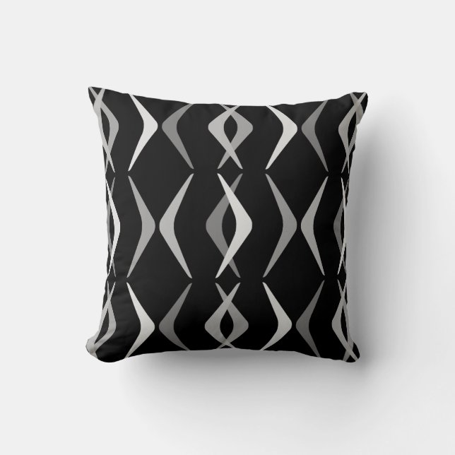 Boomerangs Black Gray Kissen (Vorderseite)