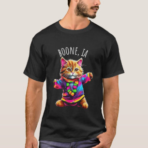 Boone IA USA Lustig Süß Bunt Tanzende Katzen Desig T-Shirt