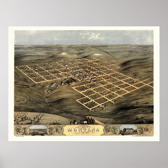 Boone (Montana), IA Panoramakarte - 1868 Poster (Vorne)
