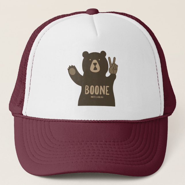 Boone North Carolina Peace Bear Truckerkappe (Vorderseite)